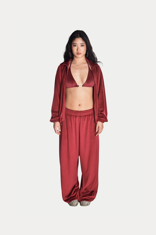 BUNDLE: Velour Set + Velour Top in Cherry Red